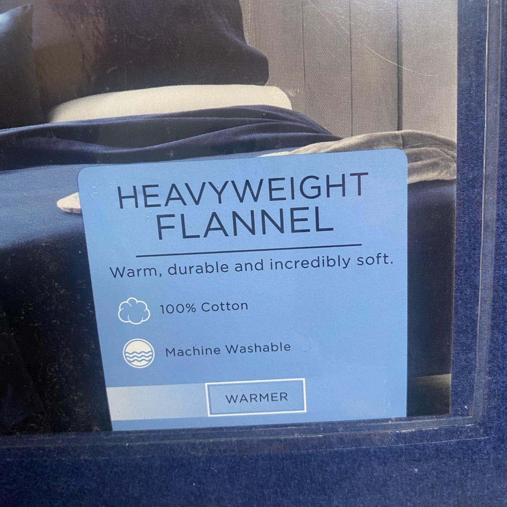 Cuddl Duds Queen Flannel sheet Set navy Heather - Picture 3 of 3